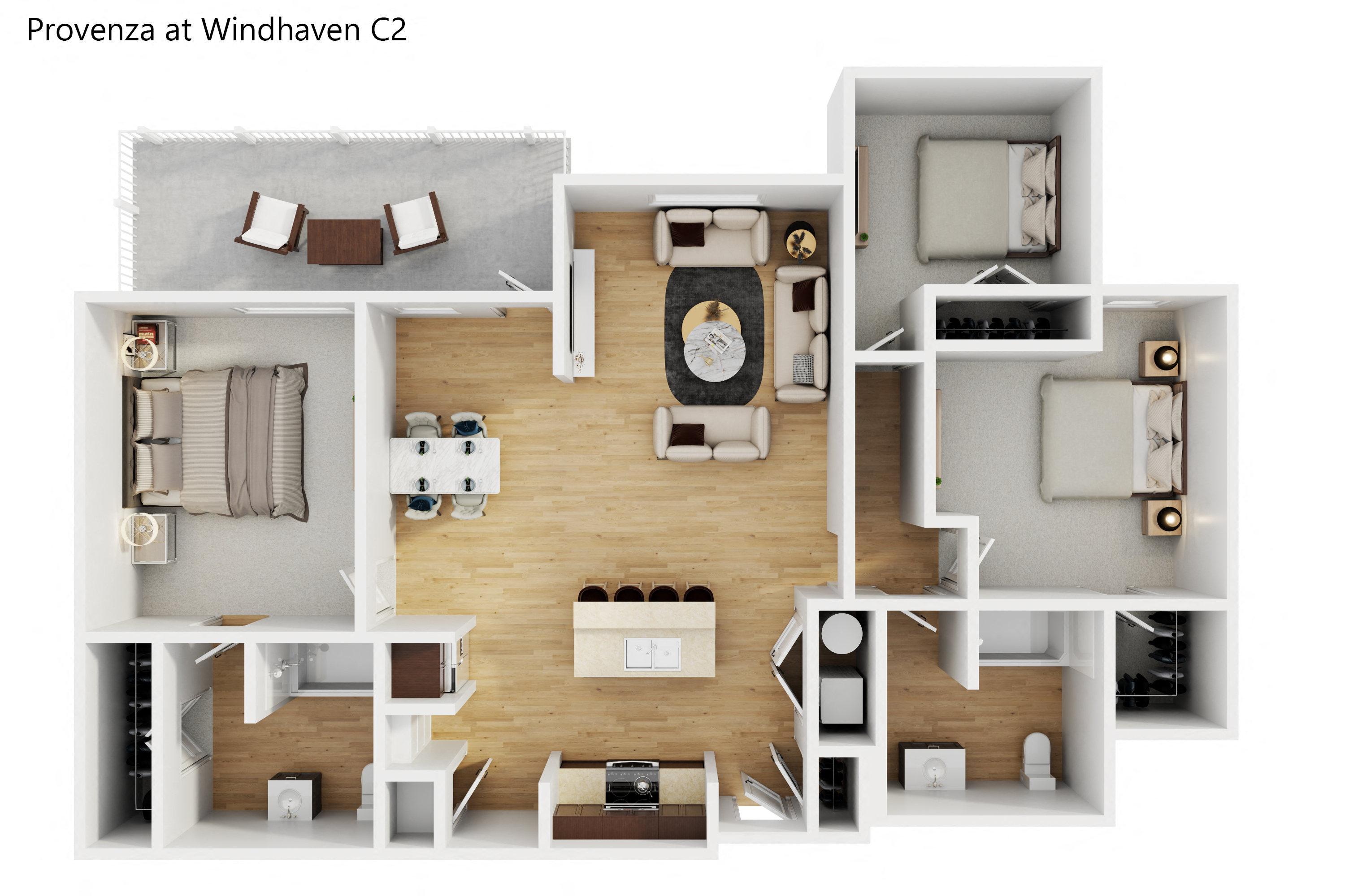 Floor plan for 3 beds, 2 baths, 1449 sqft